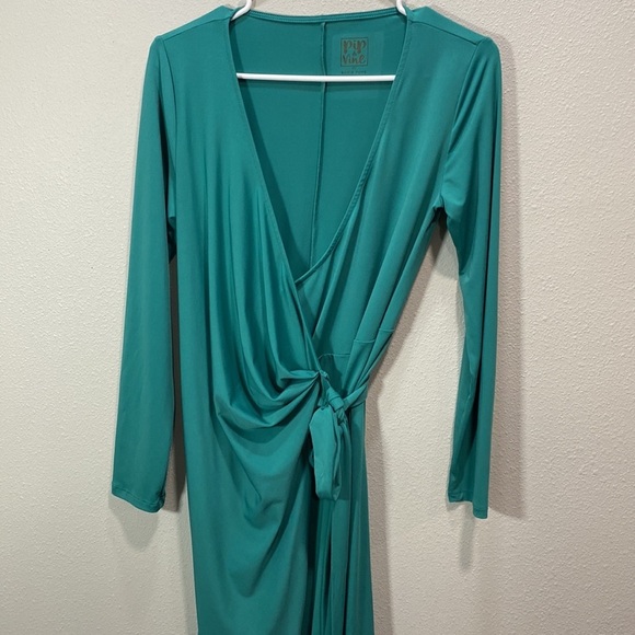 Pip&Vine By Rosie Pope Maternity Green Long Sleeve Wrap Dress - Picture 5 of 11